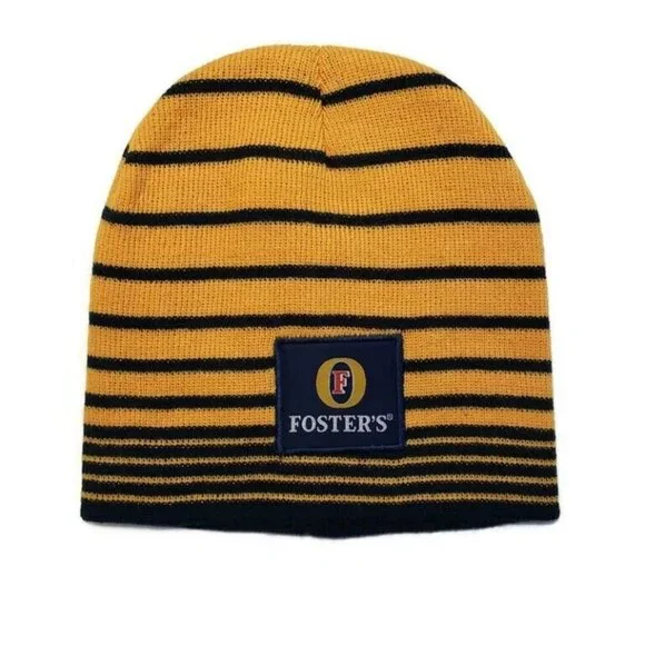 Fosters Australian Lager Unisex Winter Hat Classic Beanie Striped Knit Beer Cap - Picture 4 of 4